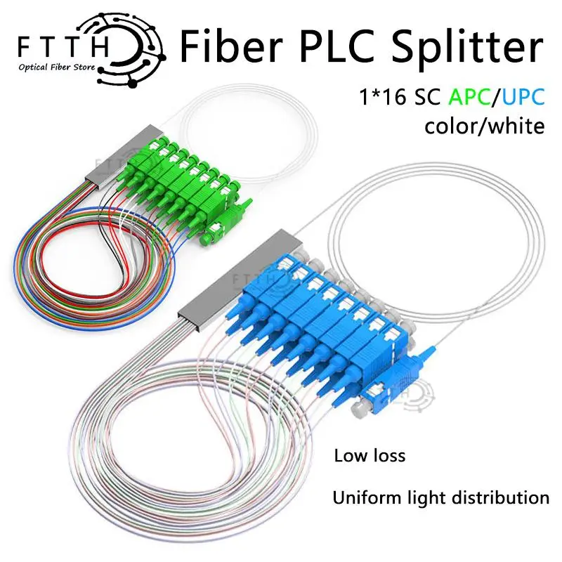 ПЛК-Сплиттер 1X16 SC/APC SM 0,9 мм G657A1 ПВХ 1 м FTTH волоконно-оптический соединитель APC/UPC Бесплатная доставка