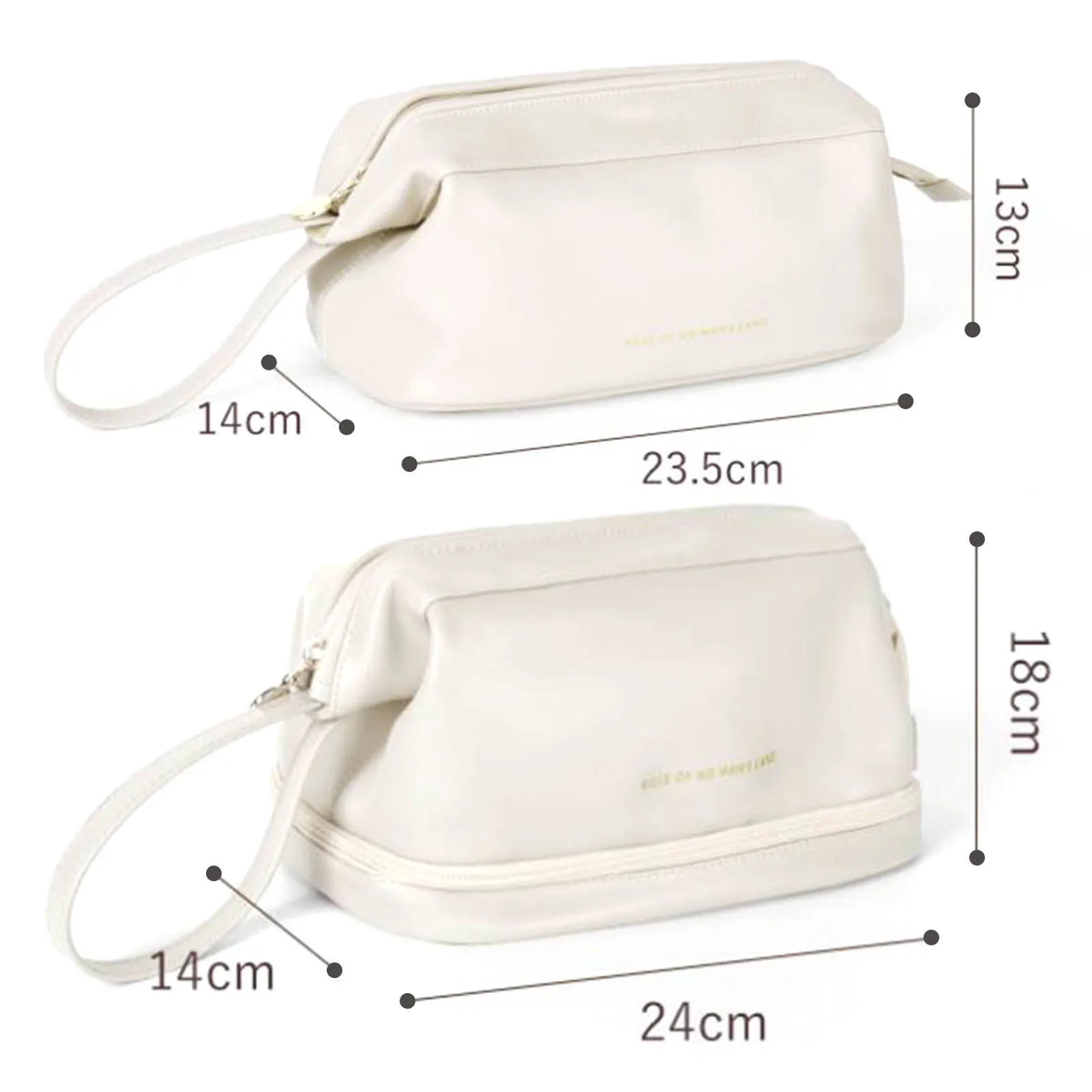 Large Capacity Travel Cosmetic Portable Lightweight Handy Slim Durable Compact  Bag Double Layer PU Leather Portable Toiletry