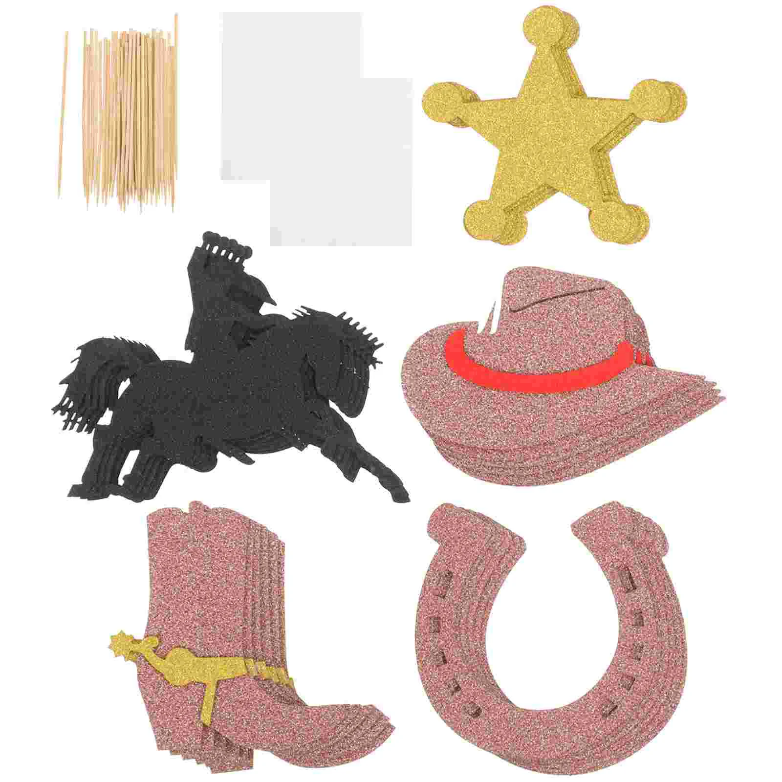 

30 Pcs Cowboy Decorations Graduation Cake Inserts Birthday Cupcake Topper Toppers Pick Paper 5X4.8X0.1CM Glitter Material