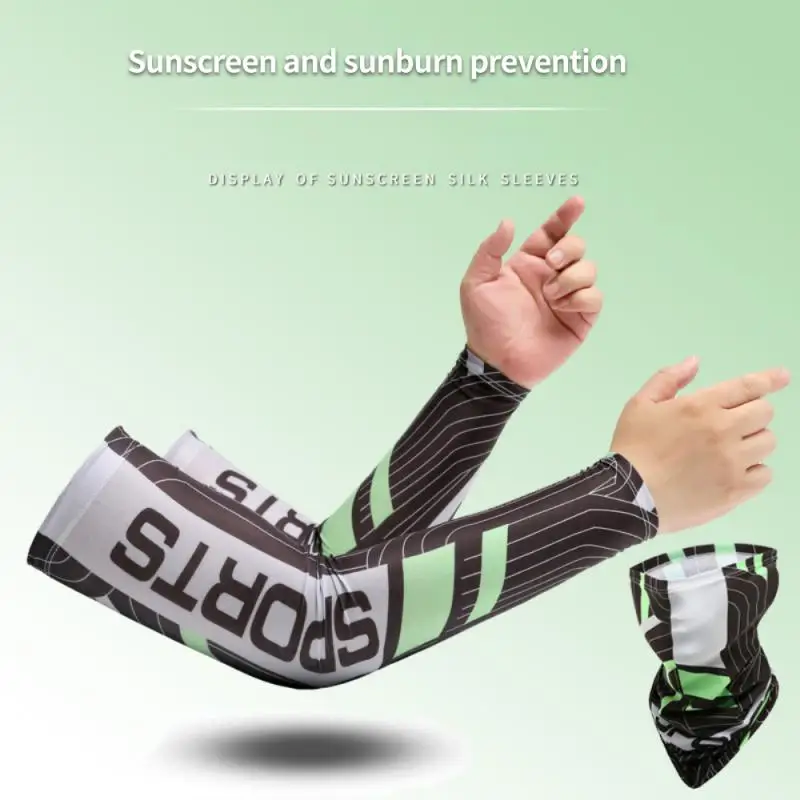 

New Arm Sleeves Ice Fabric Breathable Quick Dry Sportswear Sun UV Protection Long Cooling Arm Cover Cycling Running Arm Sleeves