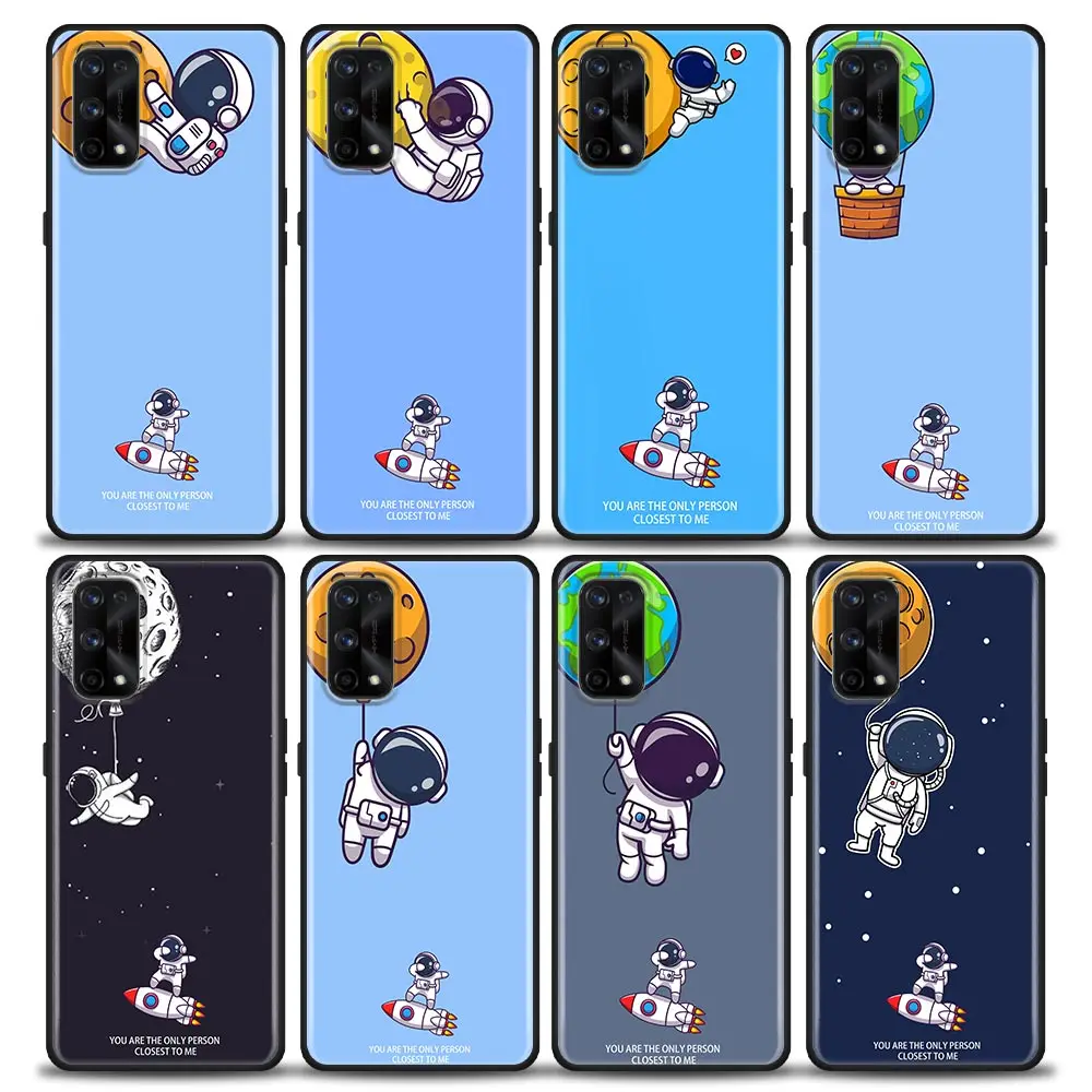 

Phone Case for Realme 5 6 7 X7 X50 5G Pro Case Ultra 7i C3 C11 C15 XT Soft Silicone Cover Funny Cartoon Creative Spaceman