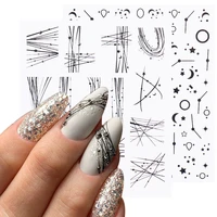 6pcsset black gold colorful geometric lines 3d nail stickers heart moon decals nail art slider decors decoration nail sticker