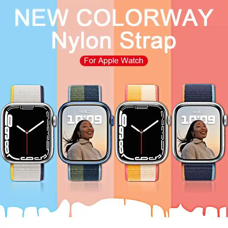 

Donmeioy Nylon Strap For Apple iWath Watch Series 7 41MM iWatch 45MM 6 40MM 44MM SE 5 Band Watch Bracelet Wristband WatchBand