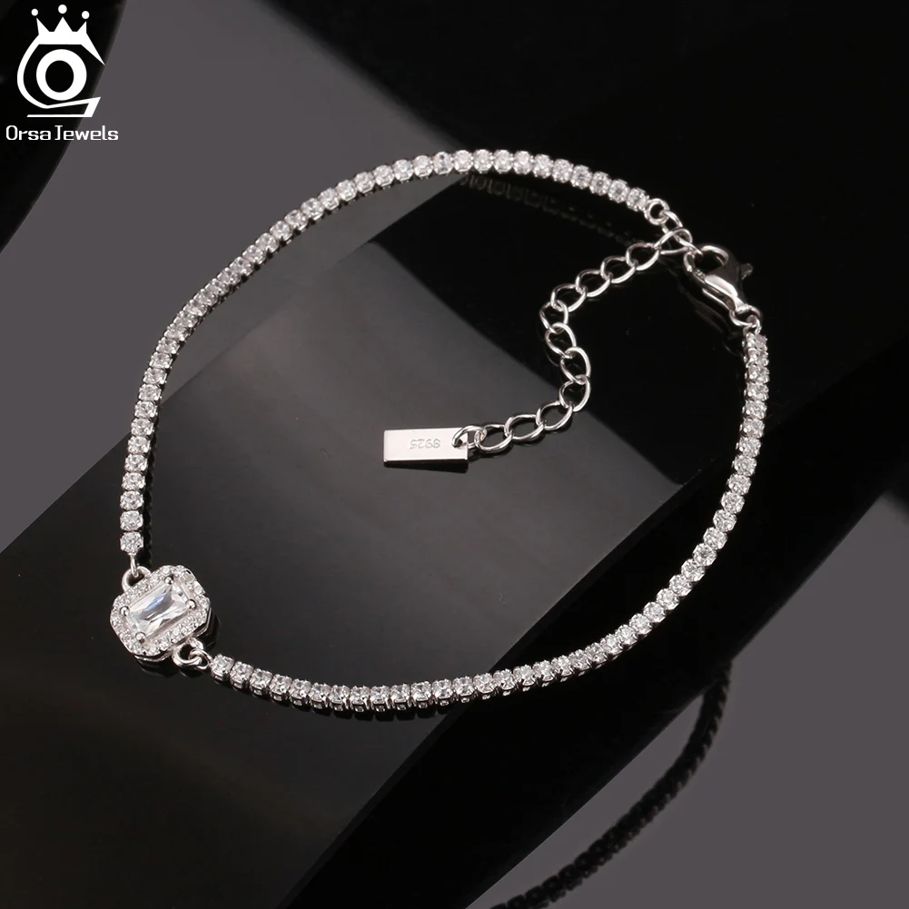 ORSA JEWELS 925 стерлинговый Серебряный браслет для тенниса 14K позолоченный 8 мм