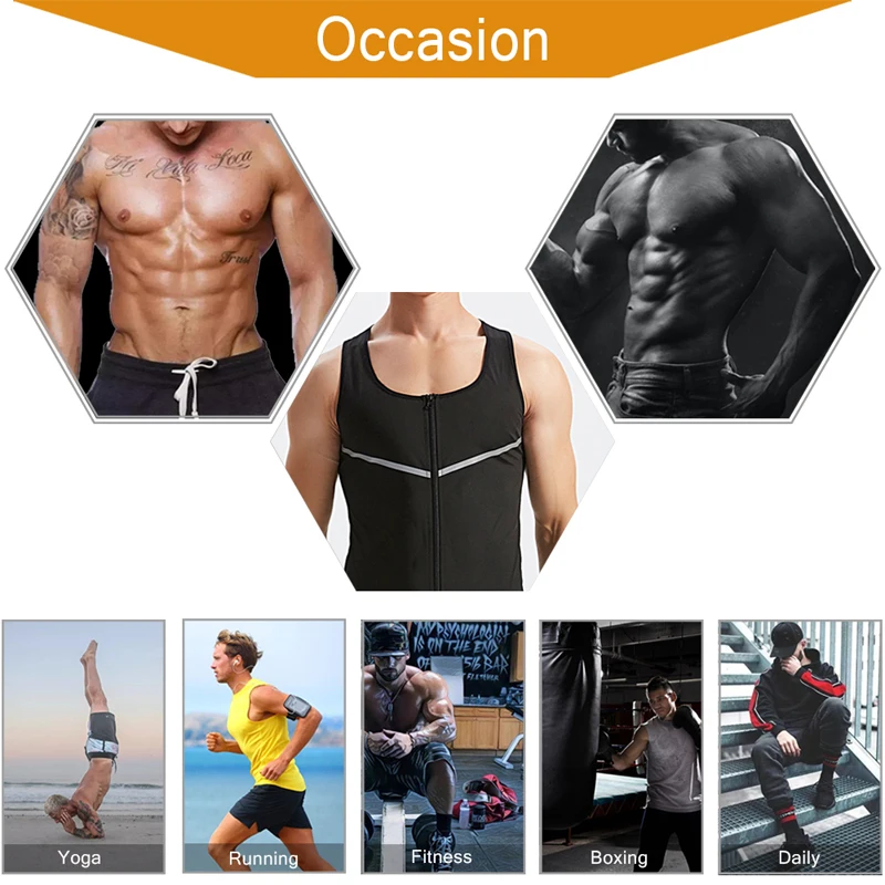 NINGMI Neoprene Mens Sweat Sauna Vest Waist Trainer Workout Training Sauna Suit Body Shaper for WeightLoss Slimming Shirt