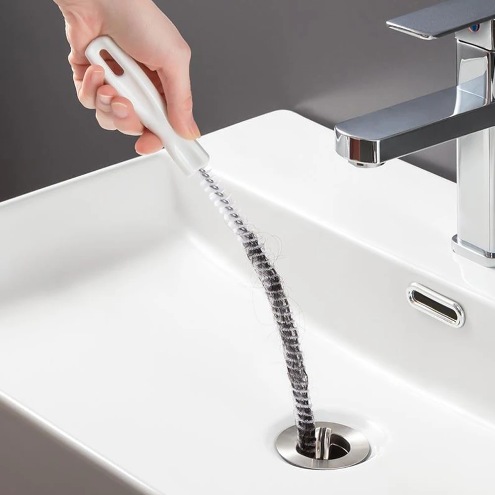 

45cm Pipe Dredging Bendable Bathroom Sink Drain Hair Sewer Cleaner Washbasin Cleaning Brush Through Plumbing Tools