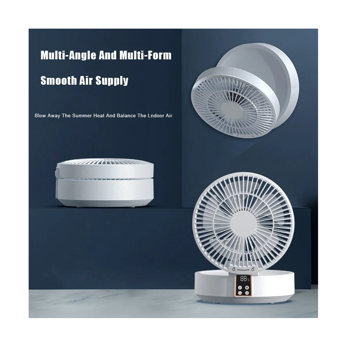 Складной портативный вентилятор с зарядкой через USB 4000 мАч настольный