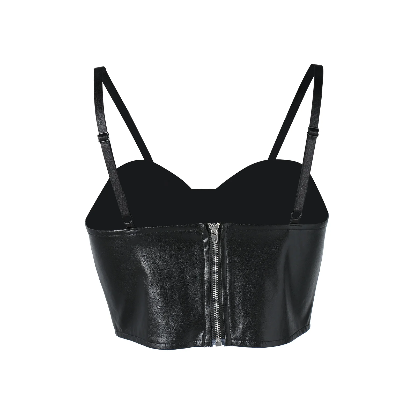 Жилет женский из искусственной кожи пикантная однотонная майка на бретелях