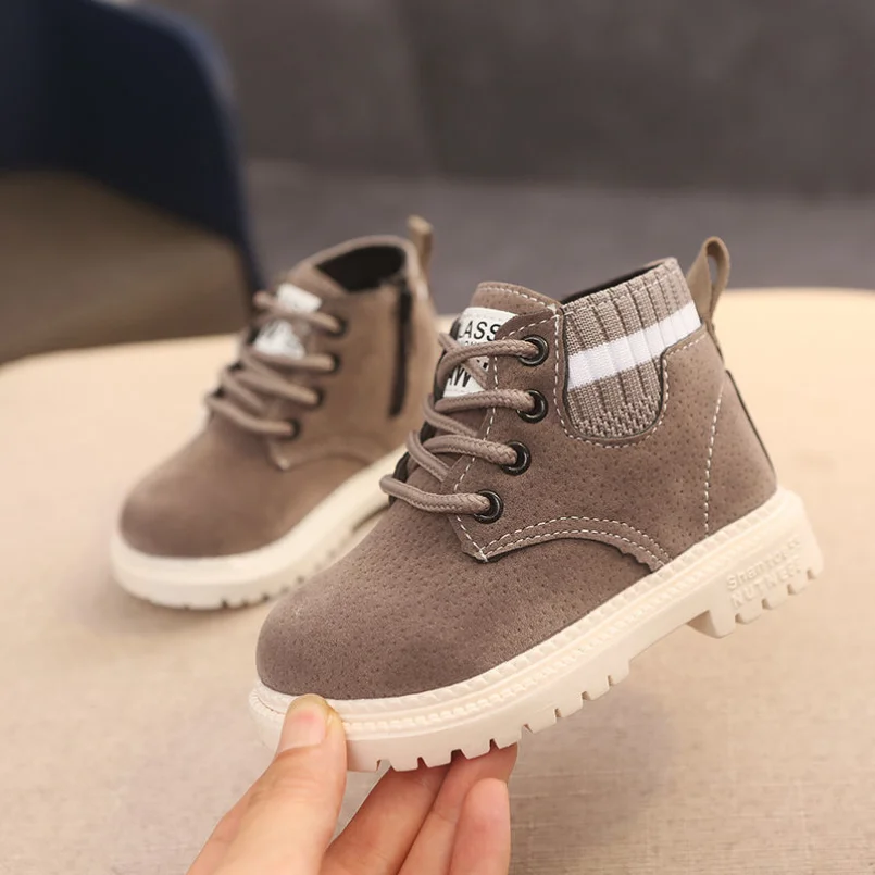 Child Casual Shoes Fall Winter Modern Boots For Boys Kids Shoes Black Sport Fashion Bootie Soft PU Leather Anti-Slip Girls Boots images - 6