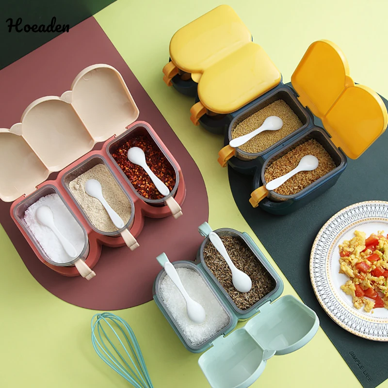 

Kitchen Seasoning Box Salt Pepper Spice Rack Jar Sugar Bowl for Kitchen Gadget Device Sets Spice Box Organizer Tool