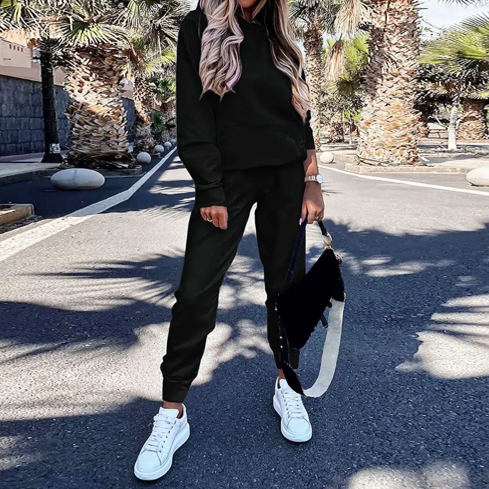 

Женский спортивный костюм из двух предметов, мягкий удобный Свободный Топ и штаны, повседневная одежда, 1 комплект