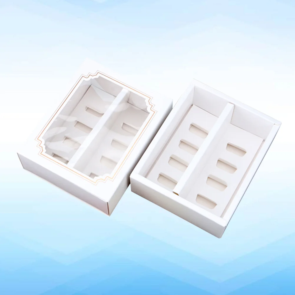 

10pcs Paper Macarons Box with Clear Window Dessert Containers Muffin Carriers for Home Dessert Shop