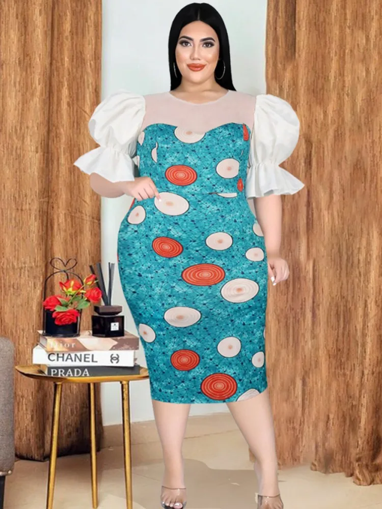 

African Dresses For Women Dashiki Summer O-Neck Sexy Print Short Sleeve Vestidos Fashion Casual Female Long Pencil Dress