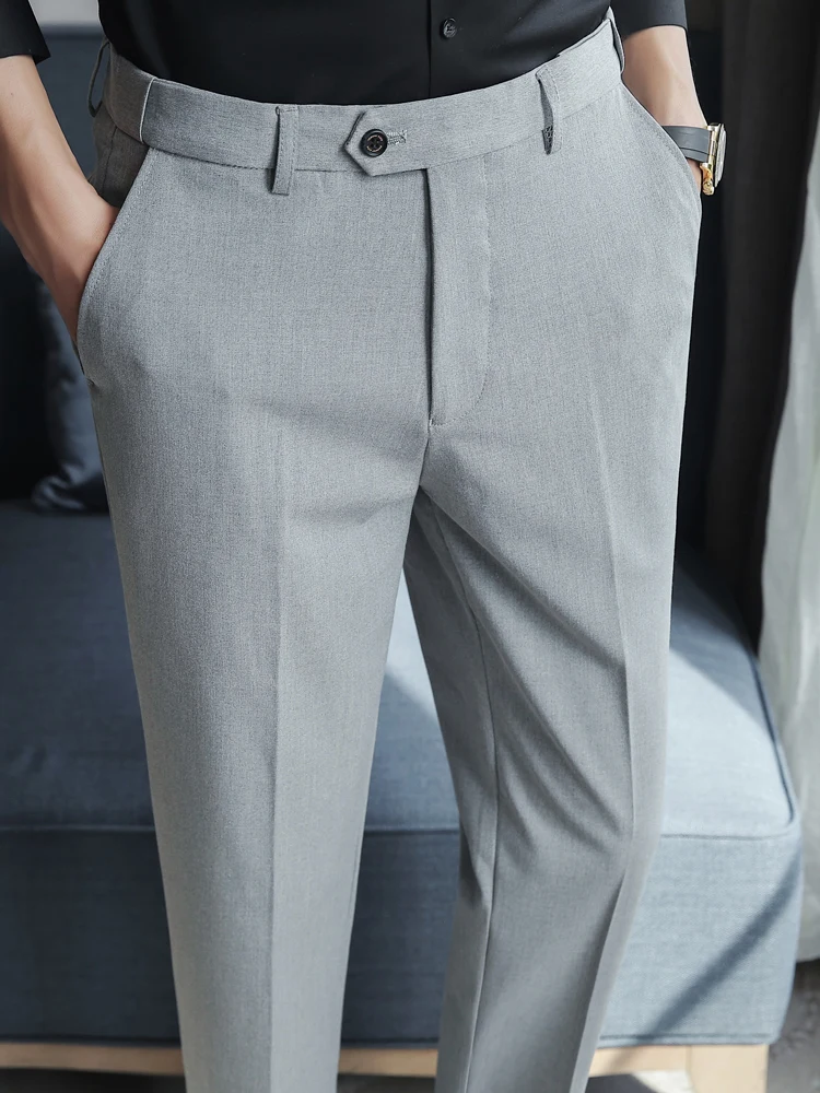 Suit trousers Men's Business Professional Guest look Skinny Spring and Autumn Korean Sle Trendy Suit Casual Drape Capri Lon...