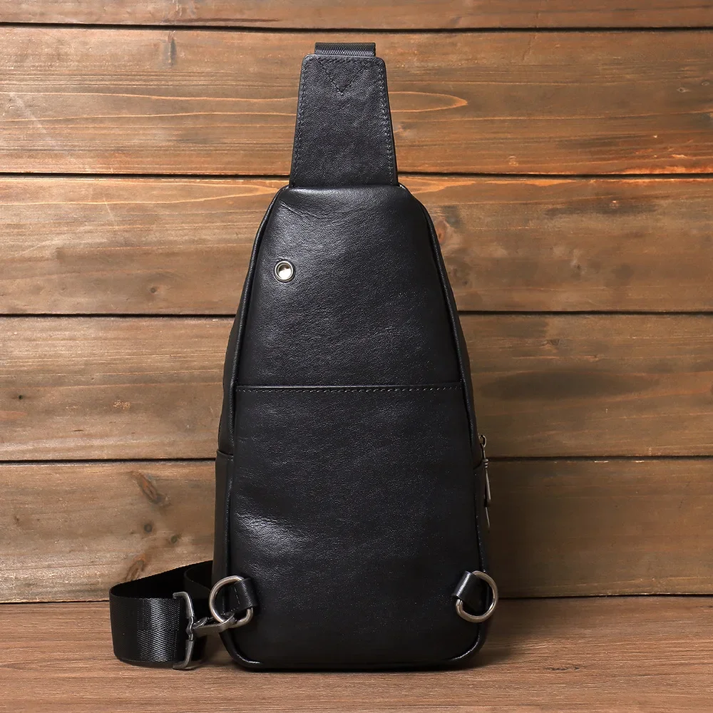 Трансграничная мужская нагрудная сумка из натуральной кожи вертикальная