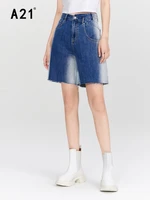 a21 women clothing high waist straight trousers 2022 summer new fashion chic tie dye design raw edge loose wide leg denim shorts