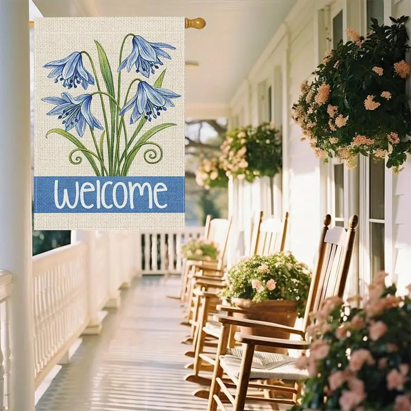 Флаг для сада BrandName Blue Floral Garden Flag, двусторонний полиэстеровый флаг для улицы, декоративный флаг с цветами для газона, приветствующий весну, MMZ (art.: 3920db8d76e4c) - 3920db8d76e4c
