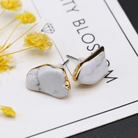 fashion simple white turquoise earring natural stone gold color alloy stud earrings for women party earring jewelry gifts