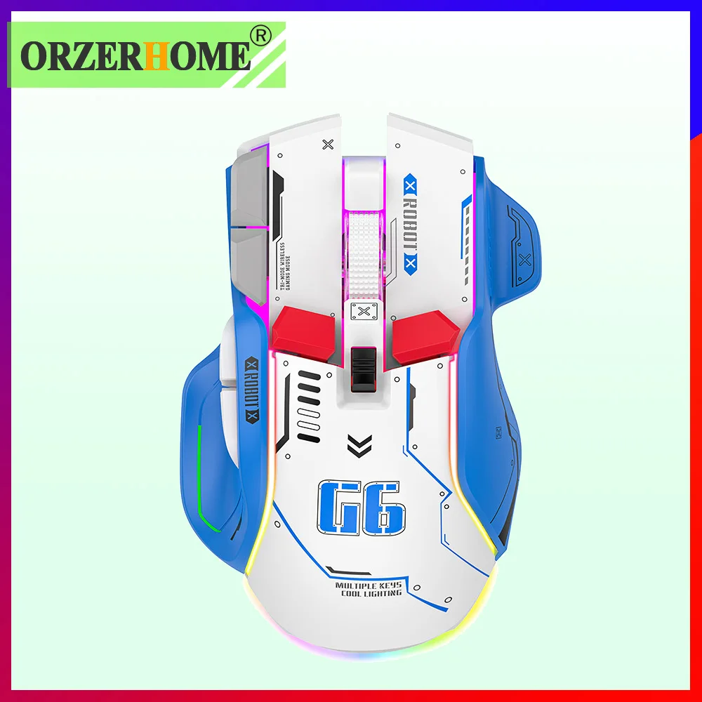 

ORZERHOME 10-Button Bluetooth Rechargeable Wireless Mouse 13 RGB BackLight Mice One Click Desktop Ergonomic Gamer Mouse for pc