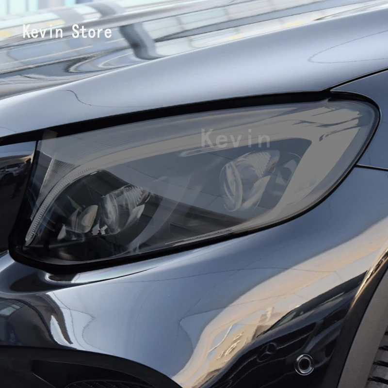 

Для Benz GLC Class 2015-2019-аксессуары для автомобильных фар головного света Защитная фронтальная пленка прозрачная Дымчатая черная наклейка из ТПУ