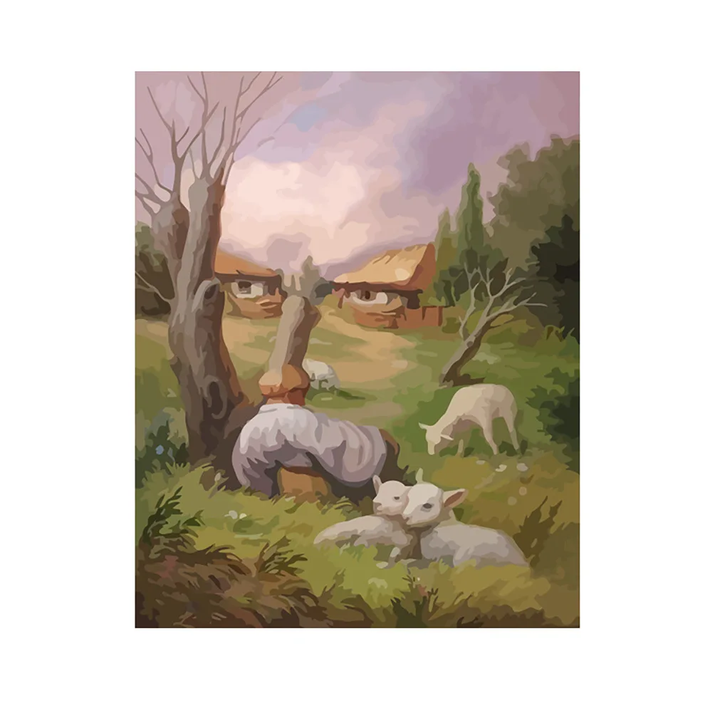 

Цифровая картина маслом «сделай сам», коза, абстрактная картина с человеческим лицом по номерам для взрослых и детей, художественное украшение с животными