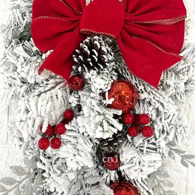 Рождественский венок из ротанга набор на дверь рождественские флокированные