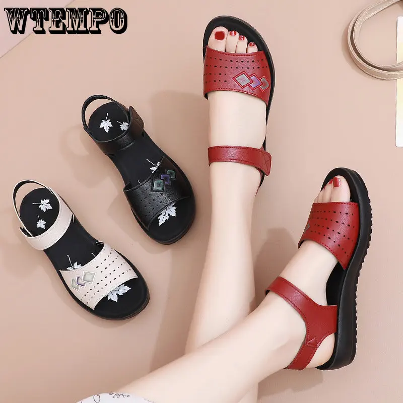 WTEMPO Women Sandals Summer Soft Bottom Comfortable Non-slip Sandals Fashion Femme Casual Shoe Mother Sandales Wholesale