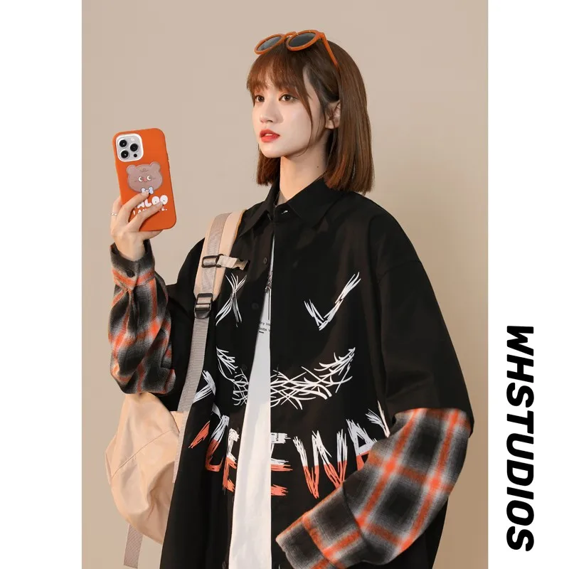 Классическая Свободная рубашка в клетку Корейском стиле Женская Повседневная