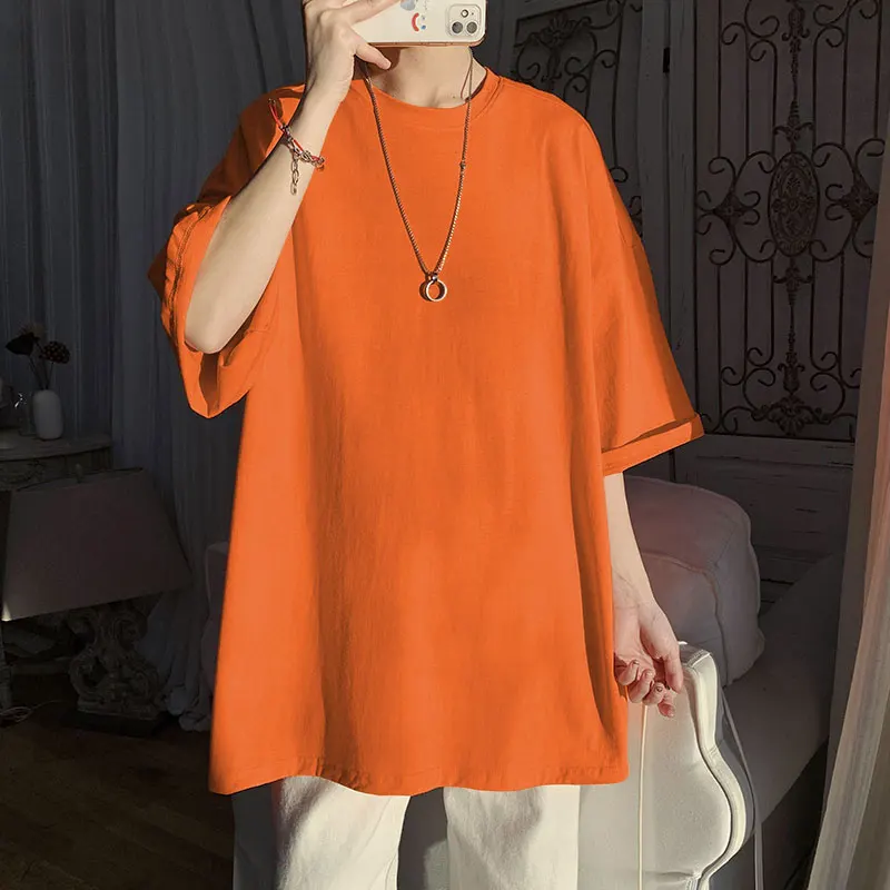 

Футболка Мужская/Женская свободного покроя, Однотонная рубашка в стиле Харадзюку, с коротким рукавом, одежда на лето, 2022