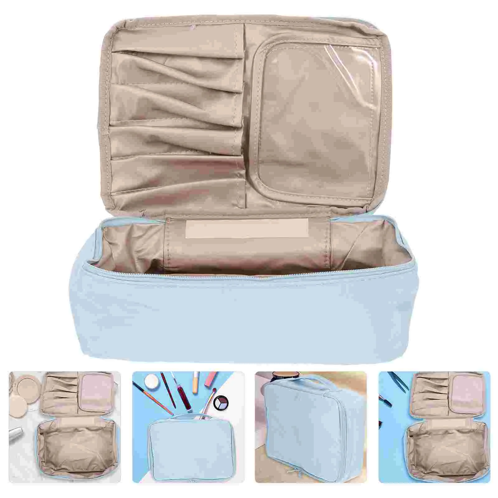 

Makeup Travel Zippercosmetic Toiletry Waterproof Organizer Pouchcase Large Brushtoiletries Train Women Beauty Carrier Kit