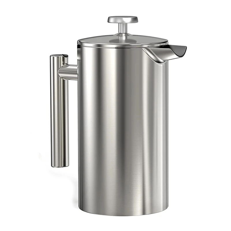 

Coffee Press 1 L /8 Cup, Stainless Steel French Press Coffee Maker Double Walled Insulation With 3-Layer Filter System