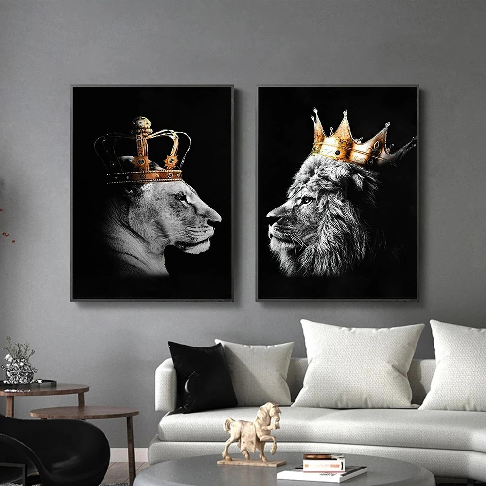 

Black and White Lion Canvas Posters and Prints Modern Animal Wall Art Pictures for Office Living Home Decoration Cuadros