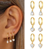 tiande silver color gold plated dangle earrings for women geometry zircon piercing hoop drop earrings 2022 jewelry wholesale