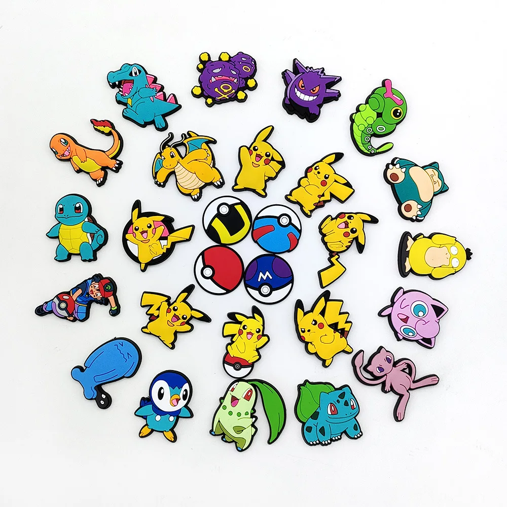 1PCS Sale Pokemon Series Shoe Buckle Pikachu Bulbasaur Squirtle Togepi Cartoon PVC Souvenir Crocs Charms Accessories Wholesale