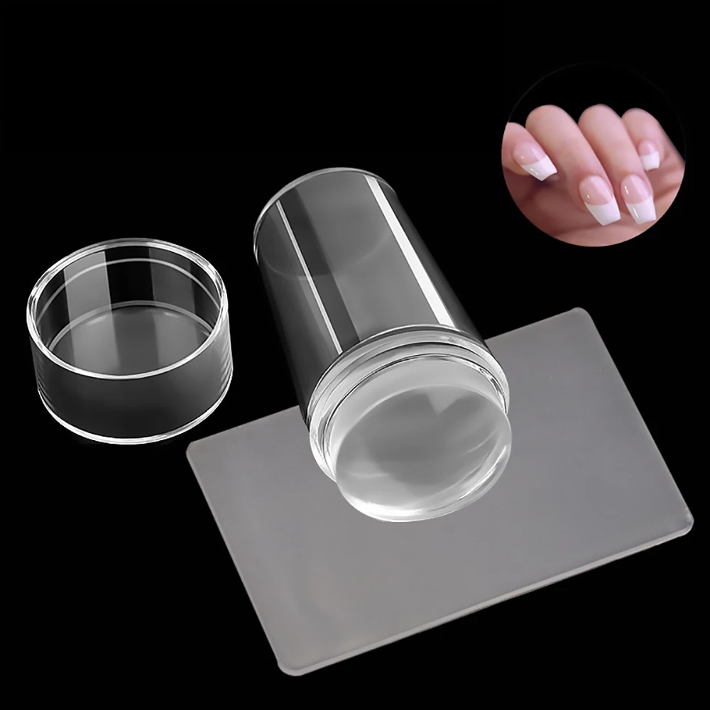 

2.8 CM Hot Jelly Head Clear Silicone Nail Art Stamper Scraper Transparent Stamp Nail Manicure Kit Tools