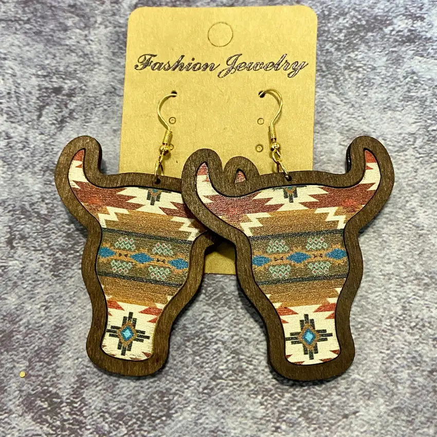 Женские серьги-подвески в западном стиле висячие серьги форме головы коровы с