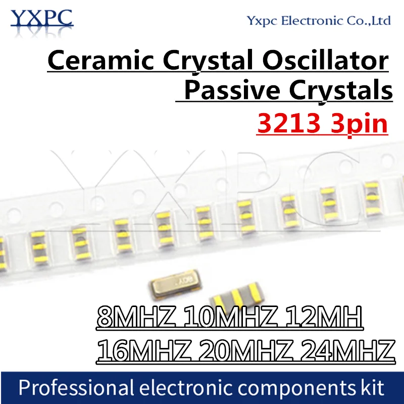 

10PCS 3213 3.2*1.3 Ceramic Crystal Oscillator 8Mhz 12Mhz 20Mhz 16MHZ 20MHZ 24MHZ 8.000MHZ 3Pin SMD Ceramic Resonators