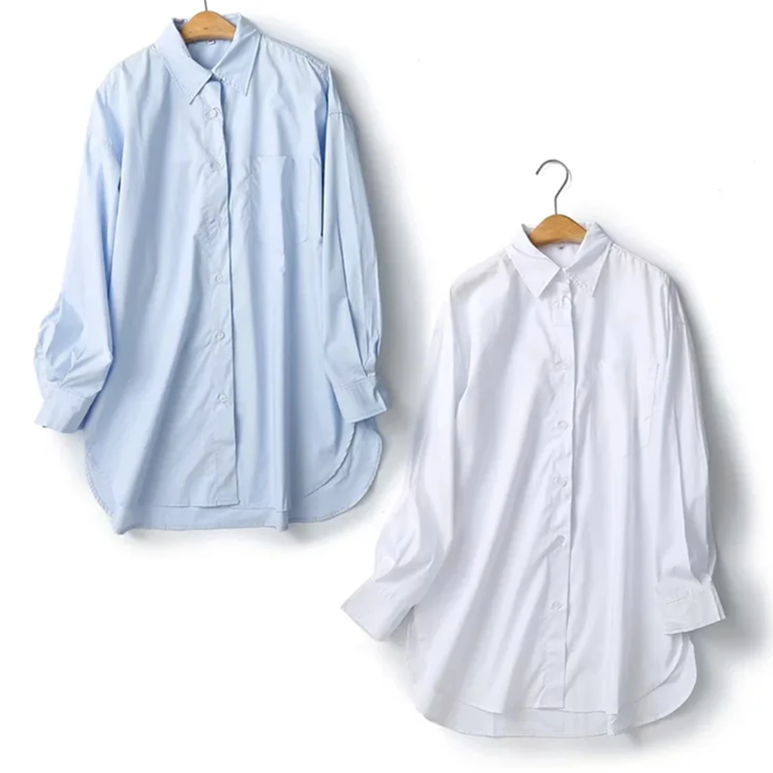 

Elmsk 2023 Indie Folk Vintage Pure Cotton Color Loose Long Shirt Fashion Office Lady Oversize Casual Blouse Women Tops