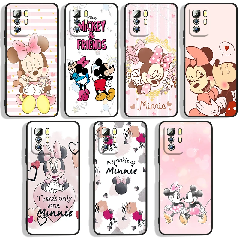 

Pink Disney Minnie Phone Case For Xiaomi Redmi Note 10 10S 10T 10ProMax 11 11S 11T 11E Lite Pro 5G 4G Black Iuxury Silicone Back