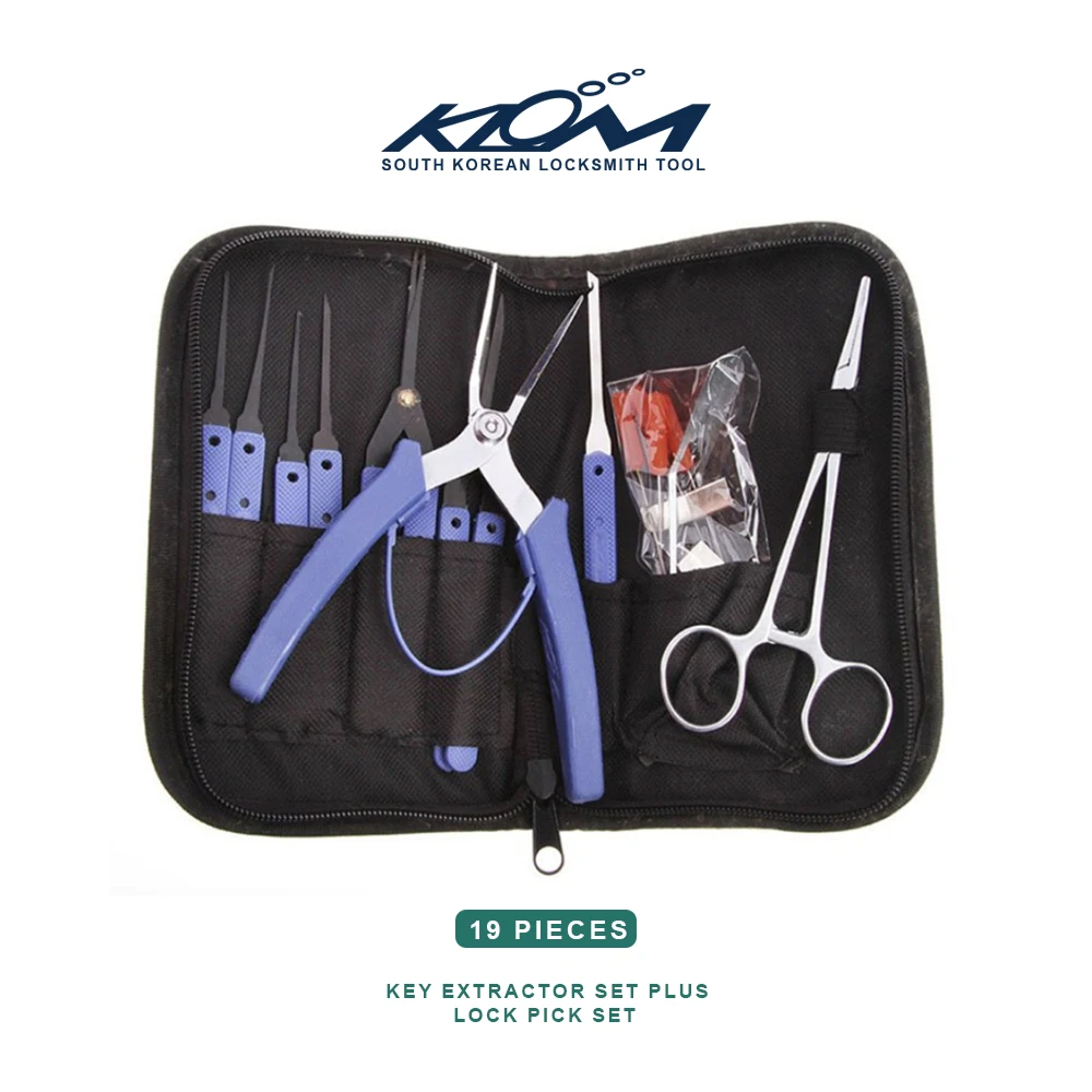 

KLOM 19 Pieces Lock Pick Set Great Tool KABA Single Auto Tension Wrenches For Newbie Professional Locksmith Broken Key Extractor