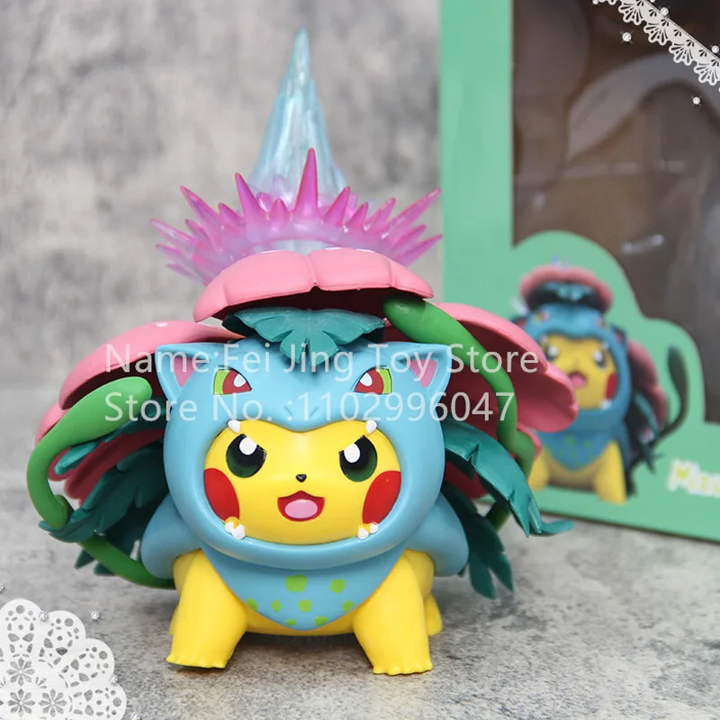 

17CM Pokemon Cartoon Pikachu Cosplay Venusaur Anime Figure PVC Statue Action Figurine Creative Collectible Model Toy Decor Gift