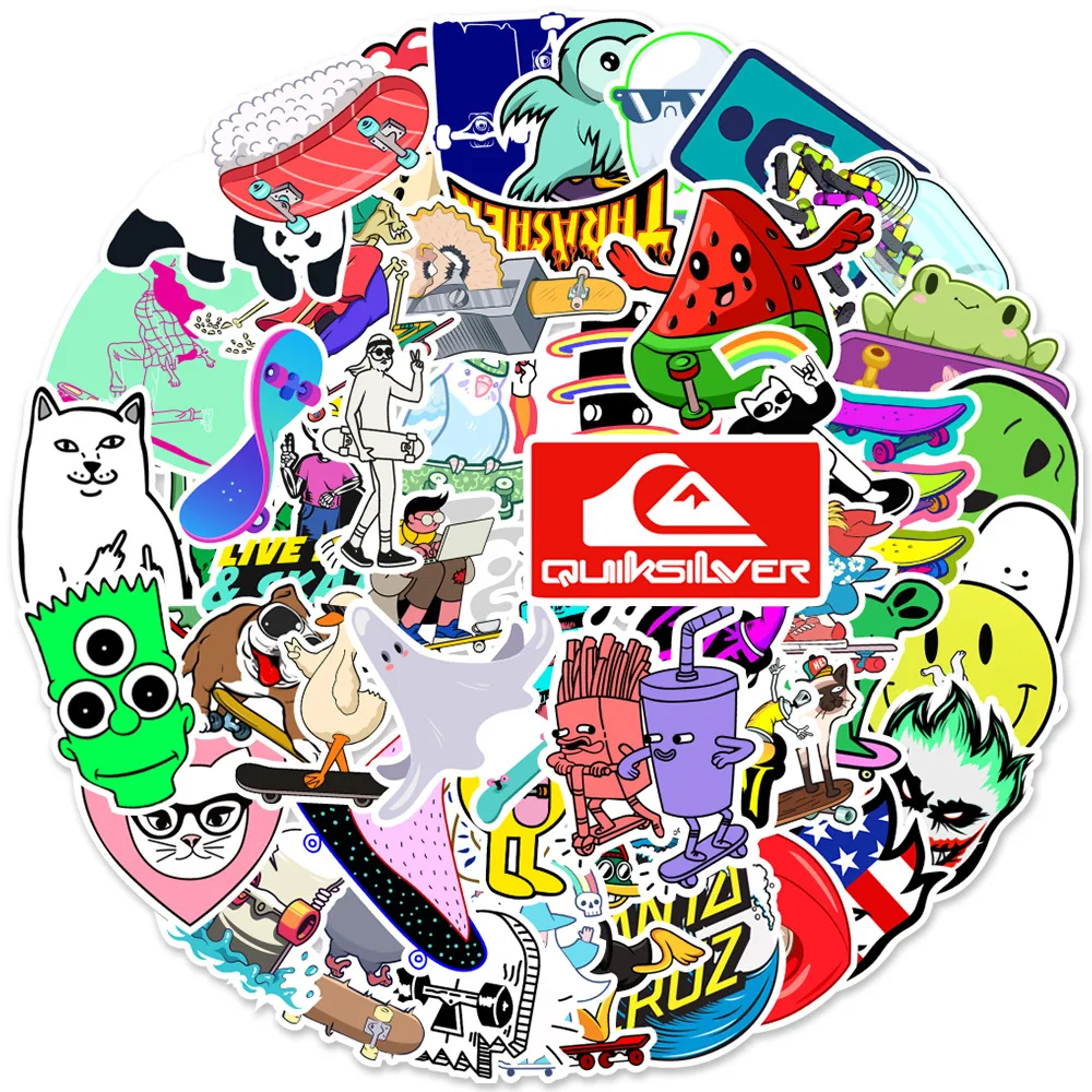 

50pcs Sports Tide Brand Skateboard Notebook Water Cup Car Luggage Graffiti Decorative Stickers