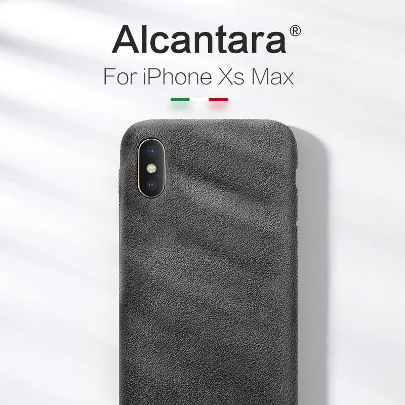 

for iPhone X XS Max Phone Case artificial Leather Full-protection ALCANTARA Business Phone Shell Suede Back Cover bag
