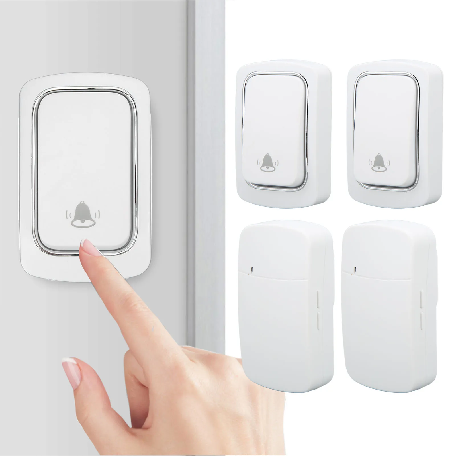 ZK30 Wireless Doorbell Set Self Powered IP68 Waterproof Long Range Caregiver Pager for Home Apartment AC