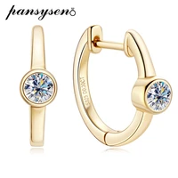 pansysen 100 925 sterling silver 4mm 0 3ct real moissanite anniversary party hoop earrings for women men luxury fine jewelry