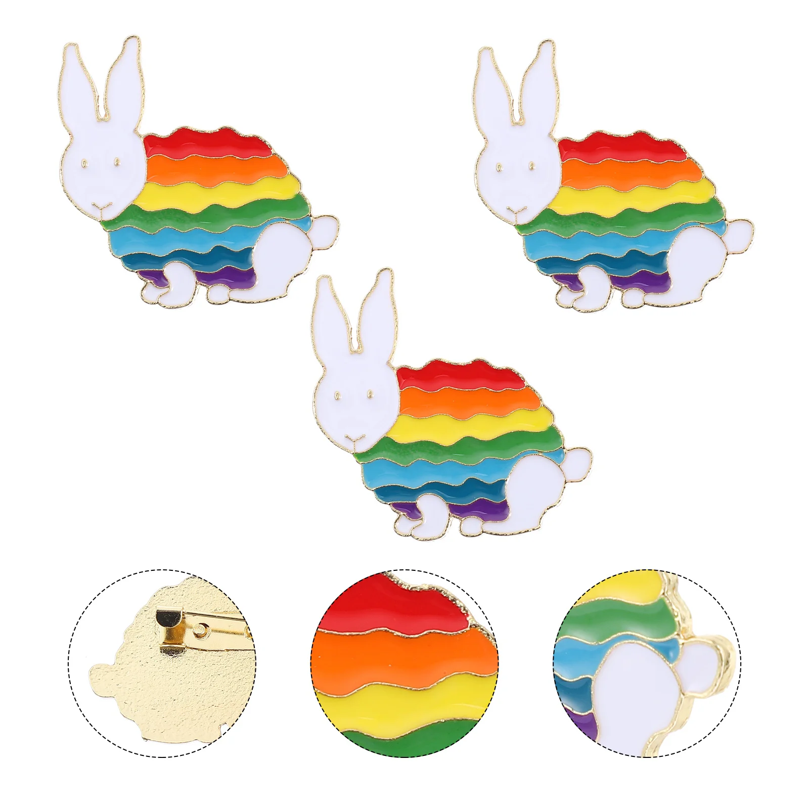 

Pin Brooch Enamel Rabbit Rainbow Lapel Animals Animal Brooches Collar Easter Cartoon Women Breastpin Badge Decoration Bunny