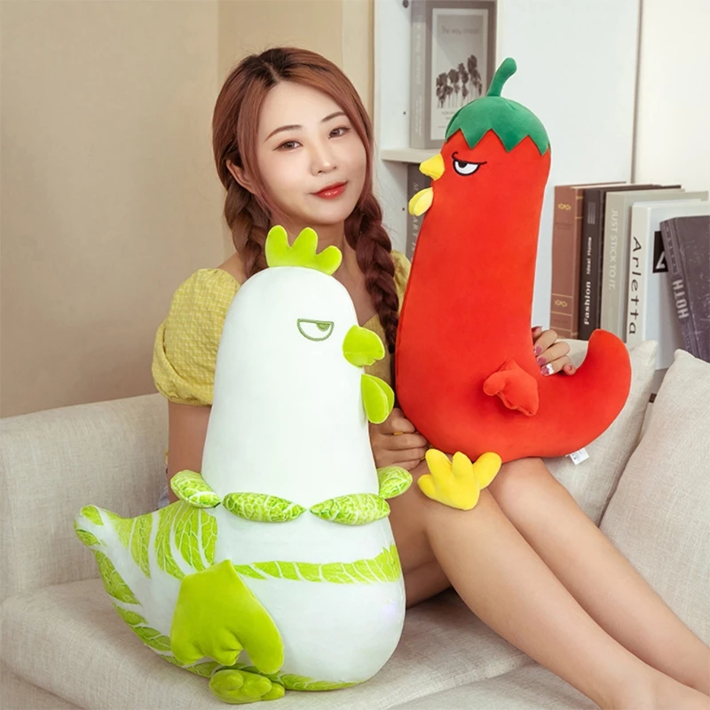 

Creative Kawaii Vegetable Cabbage Chili Chicken Toy Funny Stuffed Plush Interactive Animal Doll Kids Hugging Sleeping Pillow