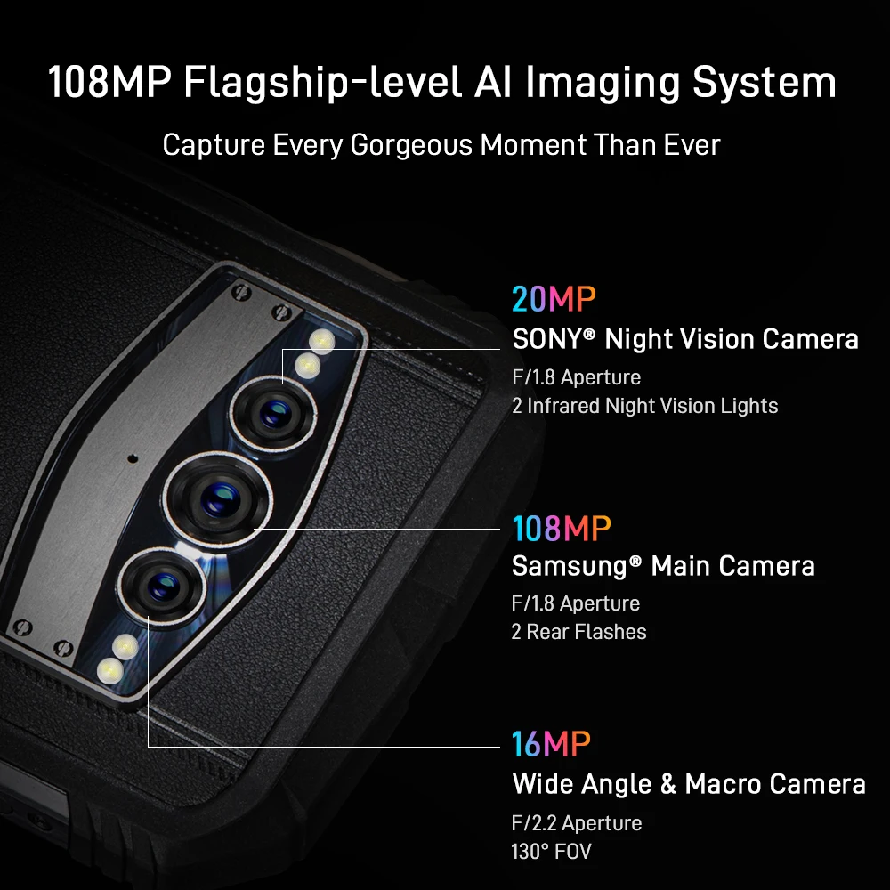 eSIM Dual 5G Rugged Phone DOOGEE V30 10800mAh 6.58Inch FHD 120Hz Display Dimensity 900 6nm Dual Speakers 8GB+256GB 108MP Camera