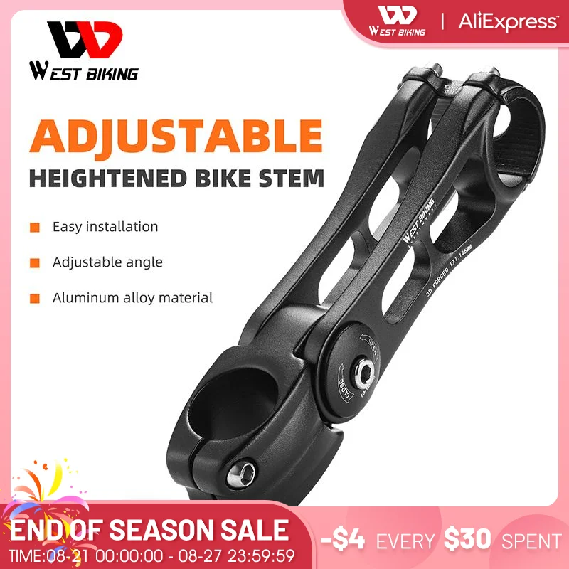 WEST BIKING Durable Bicycle Stem 80 Degree Adjustable Alumin