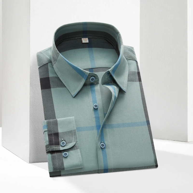 

Мужская рубашка с длинным рукавом, в шотландскую клетку